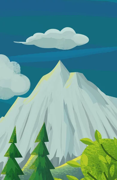 Scena Dei Cartoni Animati Con Illustrazione Foresta Naturale Bambini — Foto Stock