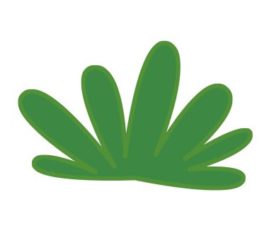 Çocuklar için beyaz arkaplanlı yeşil yapraklı çizgi film sahnesi