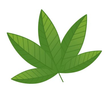 Çocuklar için beyaz arkaplanlı yeşil yapraklı çizgi film sahnesi