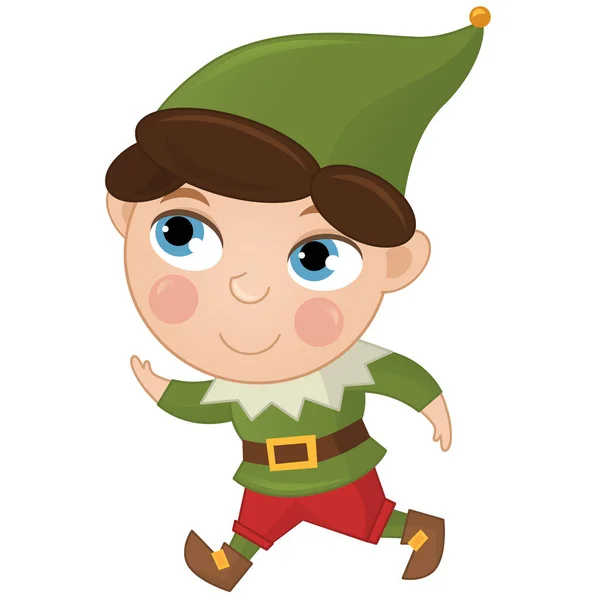 Mutlu Elf Prensi Nin Beyaz Arkaplanlı Çocuklar Için Çizdiği Karikatür — Stok fotoğraf