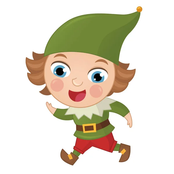 Cartoon Scene Happy Elf Prince White Background Illustration Children — Stock Photo, Image