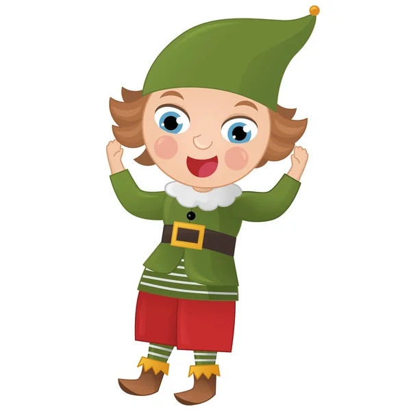 Mutlu Elf Prensi Nin Beyaz Arkaplanlı Çocuklar Için Çizdiği Karikatür — Stok fotoğraf