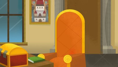 Çocuklar için kale sarayı resimli karikatür sahnesi