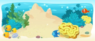 Çizgi film okyanus ve deniz kızı su altı Krallık çocuklar için çizim balıklarla - Yüzme