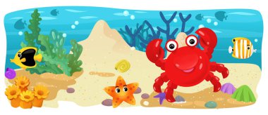 Çizgi film okyanus ve deniz kızı su altı Krallık çocuklar için çizim balıklarla - Yüzme