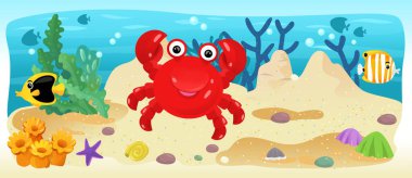 Çizgi film okyanus ve deniz kızı su altı Krallık çocuklar için çizim balıklarla - Yüzme