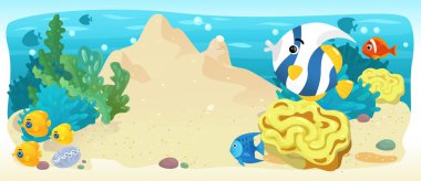 Çizgi film okyanus ve deniz kızı su altı Krallık çocuklar için çizim balıklarla - Yüzme