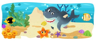 Çizgi film okyanus ve deniz kızı su altı Krallık çocuklar için çizim balıklarla - Yüzme