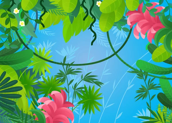 Çocuklar için orman illüstrasyonlu çizgi film sahnesi