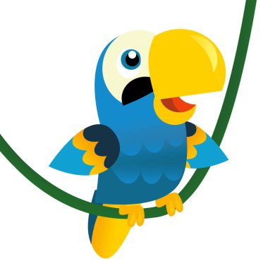 Çocuklar için beyaz arka planda çizgi film hayvan papağanı