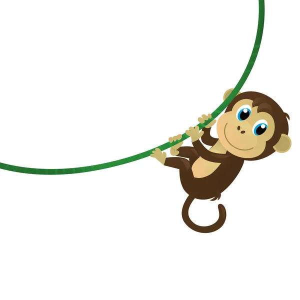 cartoon asian scene with animal monkey ape on white background illustration for children