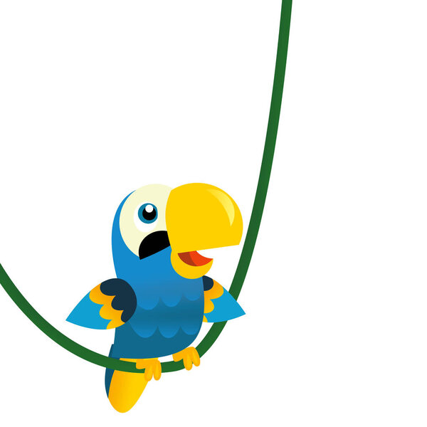 Cartoon Animal Bird Parrot White Background Illustration Children Stock Image