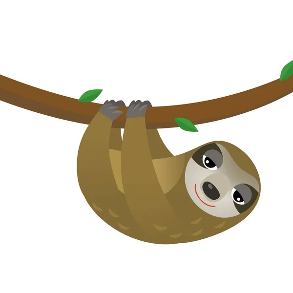 Cartoon Scene Animal Sloth White Background Illustration Children — Stock Photo, Image