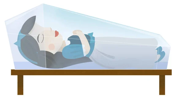 Cartoon Scene Princess Sleeping Dwarfs White Background Illustration Children — Stockfoto