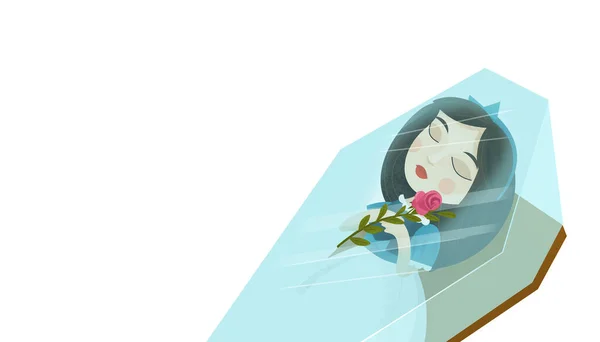 Escena Dibujos Animados Con Princesa Mágico Dormir Sobre Fondo Blanco — Foto de Stock