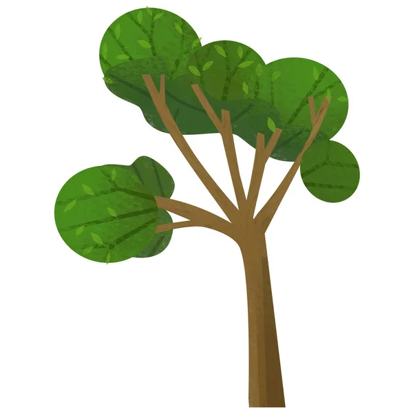 Cartoon Nature Element Tree Vit Bakgrund Illustration För Barn — Stockfoto