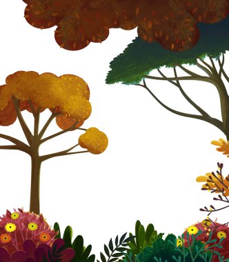 Çocuklar için beyaz arka plan illüstrasyon karikatür doğa elemanı ağaç