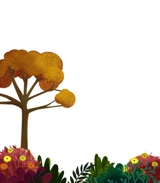 Desenhos Animados Árvore Elemento Natureza Fundo Branco Ilustração Para Crianças — Fotografia de Stock