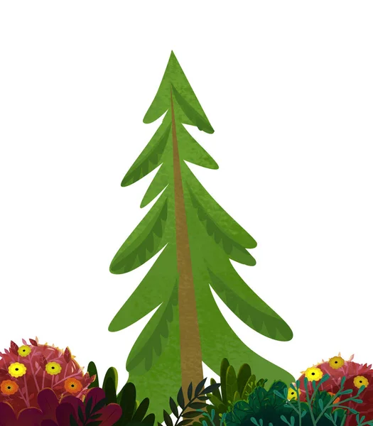 Kreskówka Drzewo Element Natura Białym Tle Ilustracja Dla Dzieci — Zdjęcie stockowe
