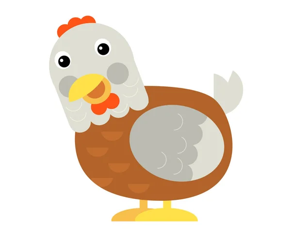 Cartoon Happy Farm Ranch Animal Cheerful Chicken Illustration Children — Stok fotoğraf