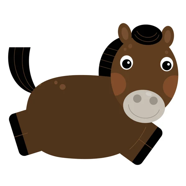 Cartoon Sketch Scene Horse Running Smiling Illustration Children — Stock Photo, Image