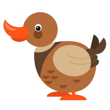 Çizgi film mutlu çiftlik hayvanı çocuklar için neşeli ördek çizimi