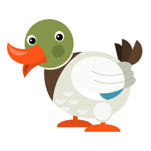 Cartoon Happy Farm Animal Cheerful Duck Illustration Children — Fotografia de Stock