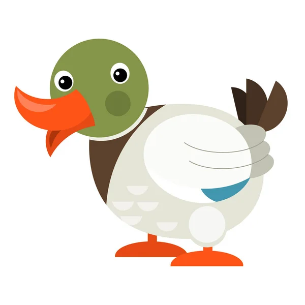 Cartoon Happy Farm Animal Cheerful Duck Illustration Children — Stockfoto