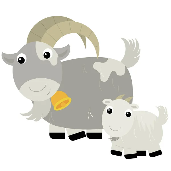 Cartoon scene with happy goat family illustration for children