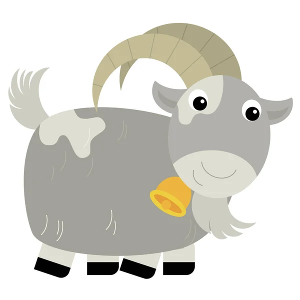 Cartoon scene with happy goat is standing illustration for children