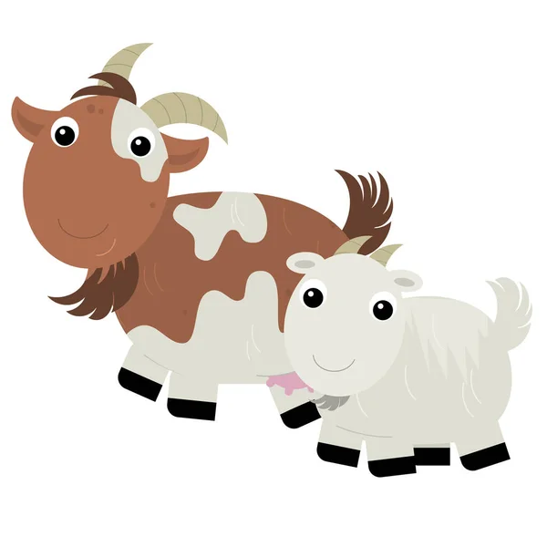 Cartoon scene with happy goat family illustration for children