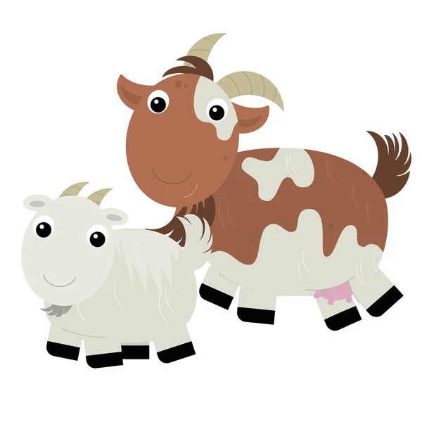 Cartoon Scene Happy Goat Family Illustration Children — стоковое фото