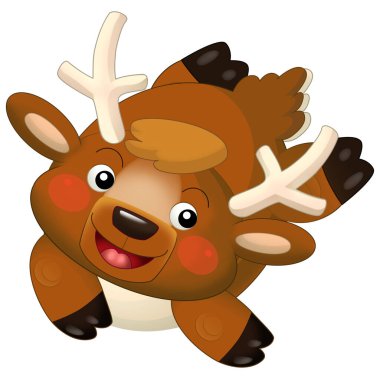 Cartoon happy reindeer isolated illustration for children