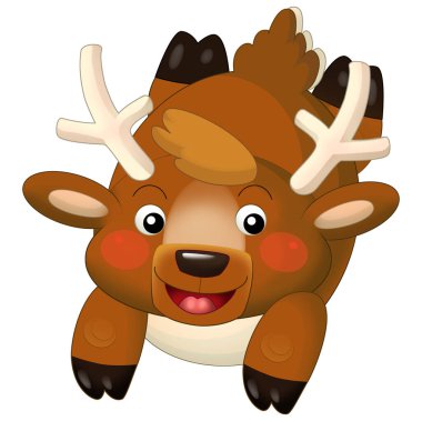 Cartoon happy reindeer isolated illustration for children