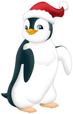 Cartoon happy bird penguin animal isolated illustration for children