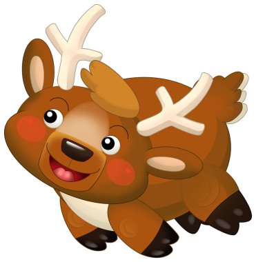 Cartoon happy reindeer isolated illustration for children