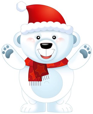 Cartoon happy polar bear animal isolated illustration for children