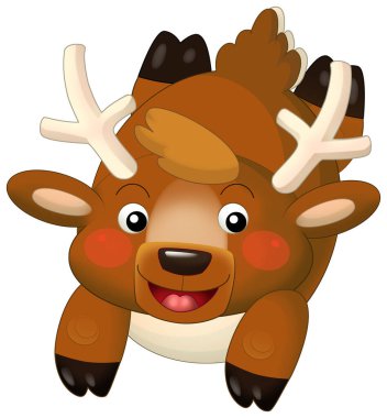 Cartoon happy reindeer isolated illustration for children