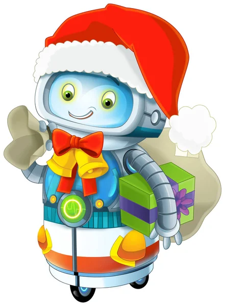 Cartoon Scene Santa Claus Robot Toy Isolated Illustration Children — Foto de Stock