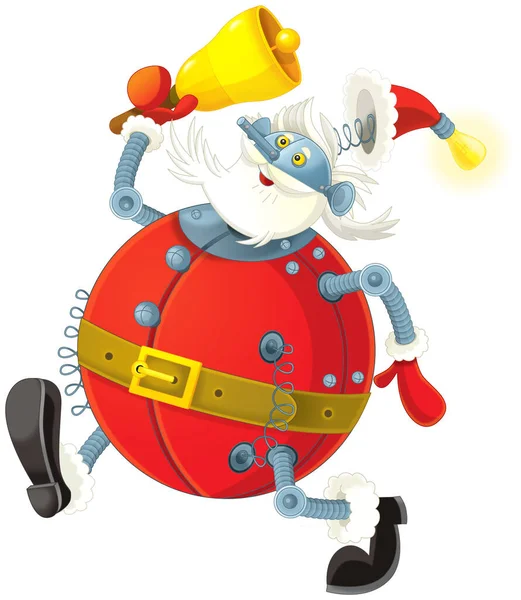 Cartoon Scene Santa Claus Robot Toy Isolated Illustration Children — 图库照片