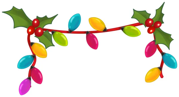Cartoon Scene Colorful Ornament Christmas Lights Illustration Children — Stok fotoğraf