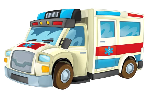 Cartoon Scene Funny Looking Ambulance Truck Illustration Children — Zdjęcie stockowe