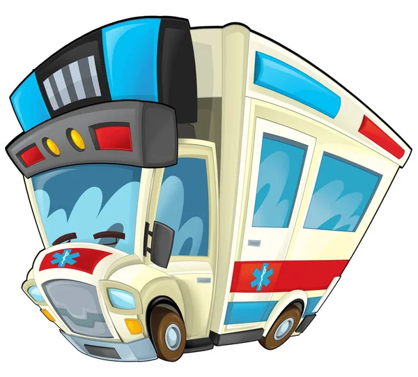 Cartoon Scene Funny Looking Ambulance Truck Illustration Children — Stock Photo, Image