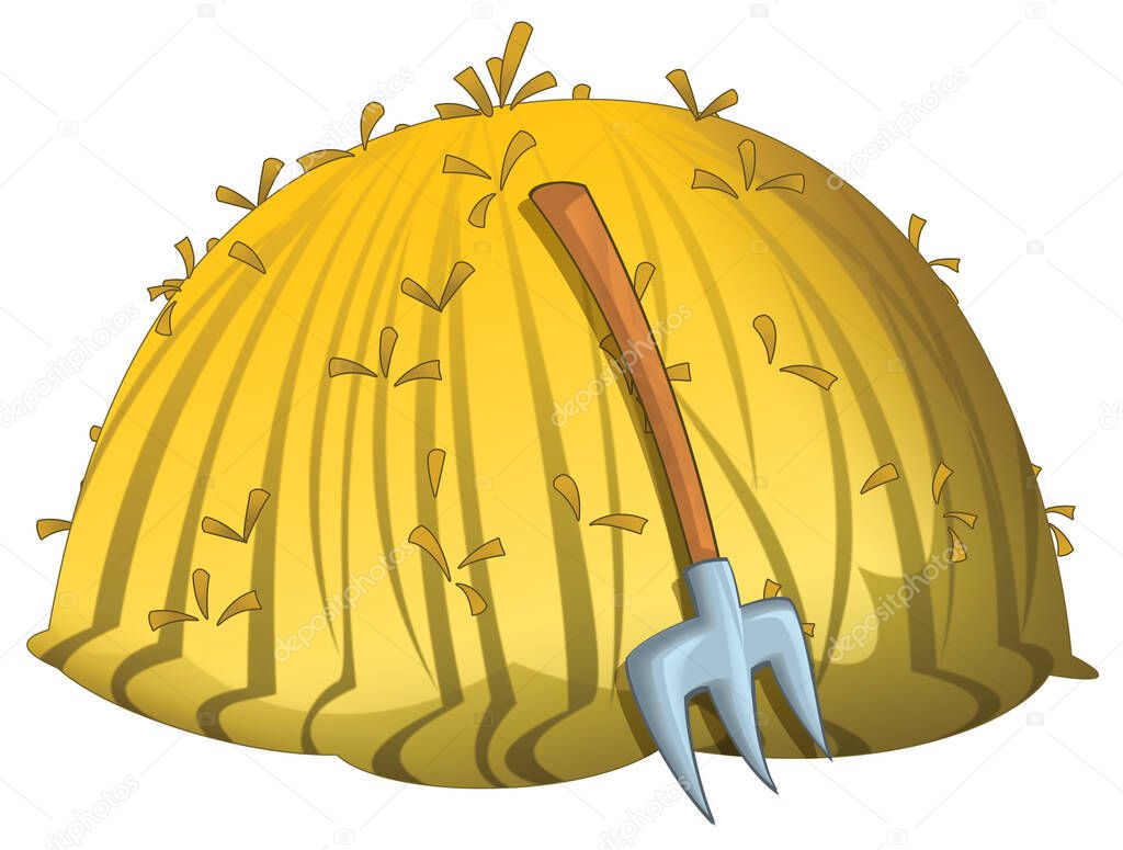 Saman Yığınlı Çizgi Film Sahnesi Çocuklar Için Izole Edilmiş Stok  İllüstrasyon: ©illustrator_hft 606730852