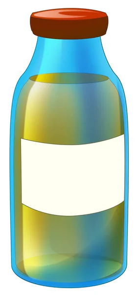 Tecknad Element Glasflaska För Vätska Eller Medicin Behållare Isolerad Illustration — Stockfoto