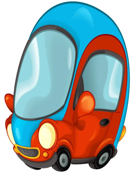 Cartoon Grappige Stad Auto Kleine Sedan Geïsoleerde Illustratie Voor Kinderen — Stockfoto