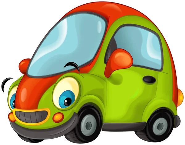 卡通搞笑的城市小轿车小轿车为孩子们提供了一个孤立的图解 — 图库照片