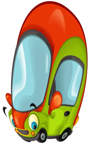 Мультфильм Забавный Городской Автомобиль Маленький Седан Изолированная Иллюстрация Детей — стоковое фото