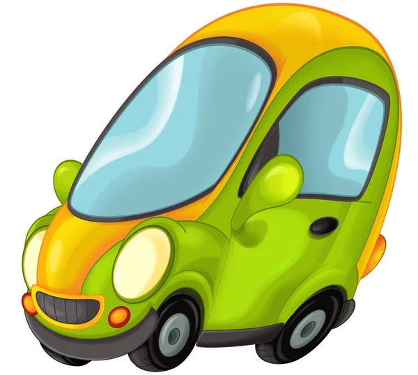Cartoon funny city car small sedan isolated illustration for children