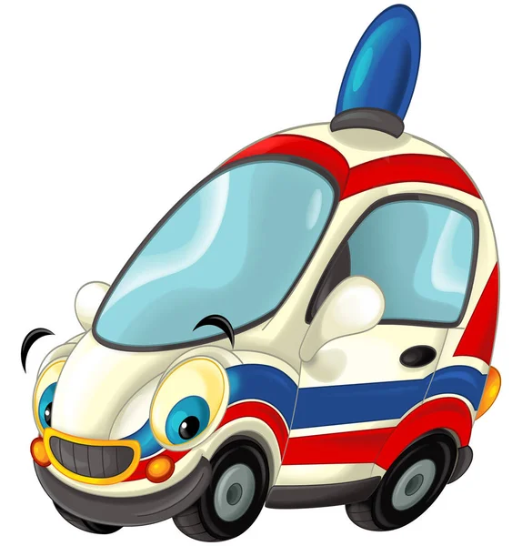 Cartoon Scene Funny Looking Ambulance Sedan Illustration Children — Stock Photo, Image